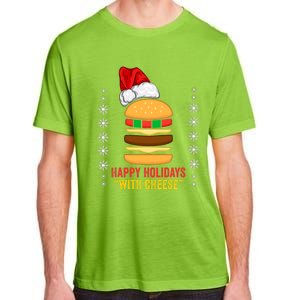 Happy Holidays With Cheese Cheeseburger Hamburger Christmas Xmas Adult ChromaSoft Performance T-Shirt