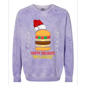 Happy Holidays With Cheese Cheeseburger Hamburger Christmas Xmas Colorblast Crewneck Sweatshirt