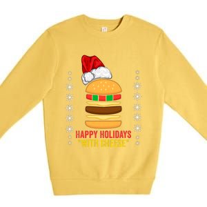 Happy Holidays With Cheese Cheeseburger Hamburger Christmas Xmas Premium Crewneck Sweatshirt