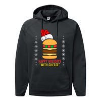 Happy Holidays With Cheese Cheeseburger Hamburger Christmas Xmas Performance Fleece Hoodie