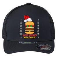 Happy Holidays With Cheese Cheeseburger Hamburger Christmas Xmas Flexfit Unipanel Trucker Cap