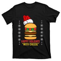 Happy Holidays With Cheese Cheeseburger Hamburger Christmas Xmas T-Shirt