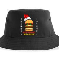 Happy Holidays With Cheese Cheeseburger Hamburger Christmas Xmas Sustainable Bucket Hat