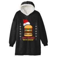 Happy Holidays With Cheese Cheeseburger Hamburger Christmas Xmas Hooded Wearable Blanket