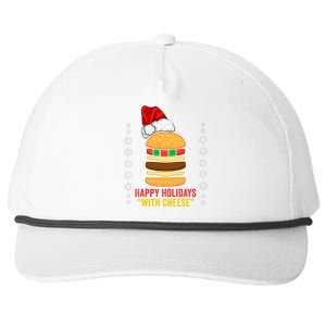 Happy Holidays With Cheese Cheeseburger Hamburger Christmas Xmas Snapback Five-Panel Rope Hat