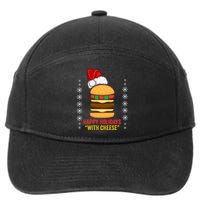 Happy Holidays With Cheese Cheeseburger Hamburger Christmas Xmas 7-Panel Snapback Hat