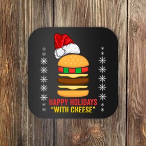 Happy Holidays With Cheese Cheeseburger Hamburger Christmas Xmas Coaster