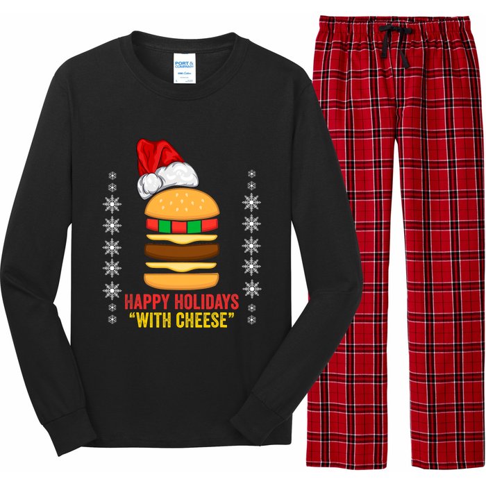 Happy Holidays With Cheese Cheeseburger Hamburger Christmas Xmas Long Sleeve Pajama Set