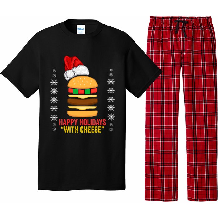 Happy Holidays With Cheese Cheeseburger Hamburger Christmas Xmas Pajama Set