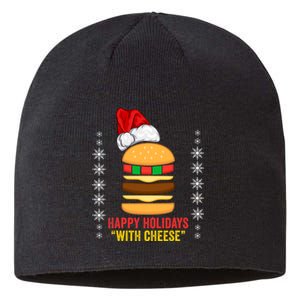 Happy Holidays With Cheese Cheeseburger Hamburger Christmas Xmas Sustainable Beanie