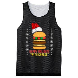 Happy Holidays With Cheese Cheeseburger Hamburger Christmas Xmas Mesh Reversible Basketball Jersey Tank