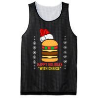 Happy Holidays With Cheese Cheeseburger Hamburger Christmas Xmas Mesh Reversible Basketball Jersey Tank