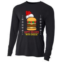 Happy Holidays With Cheese Cheeseburger Hamburger Christmas Xmas Cooling Performance Long Sleeve Crew