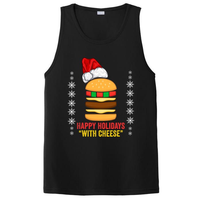 Happy Holidays With Cheese Cheeseburger Hamburger Christmas Xmas PosiCharge Competitor Tank