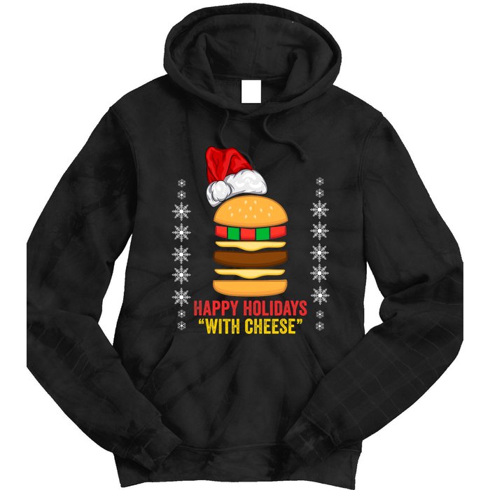 Happy Holidays With Cheese Cheeseburger Hamburger Christmas Xmas Tie Dye Hoodie