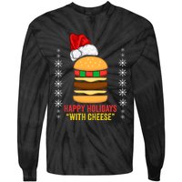 Happy Holidays With Cheese Cheeseburger Hamburger Christmas Xmas Tie-Dye Long Sleeve Shirt