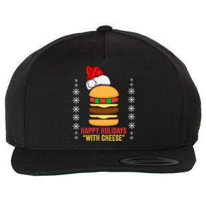 Happy Holidays With Cheese Cheeseburger Hamburger Christmas Xmas Wool Snapback Cap