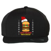 Happy Holidays With Cheese Cheeseburger Hamburger Christmas Xmas Wool Snapback Cap