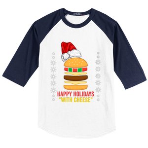 Happy Holidays With Cheese Cheeseburger Hamburger Christmas Xmas Baseball Sleeve Shirt