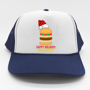 Happy Holidays With Cheese Cheeseburger Hamburger Christmas Xmas Trucker Hat