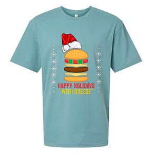 Happy Holidays With Cheese Cheeseburger Hamburger Christmas Xmas Sueded Cloud Jersey T-Shirt