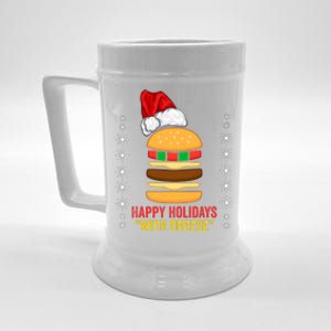 Happy Holidays With Cheese Cheeseburger Hamburger Christmas Xmas Beer Stein