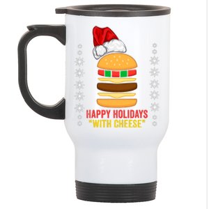 Happy Holidays With Cheese Cheeseburger Hamburger Christmas Xmas Stainless Steel Travel Mug