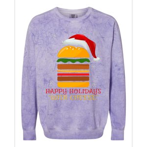 Happy Holidays With Cheese Cheeseburger Hamburger Christmas Xmas Colorblast Crewneck Sweatshirt