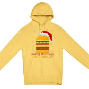 Happy Holidays With Cheese Cheeseburger Hamburger Christmas Xmas Premium Pullover Hoodie