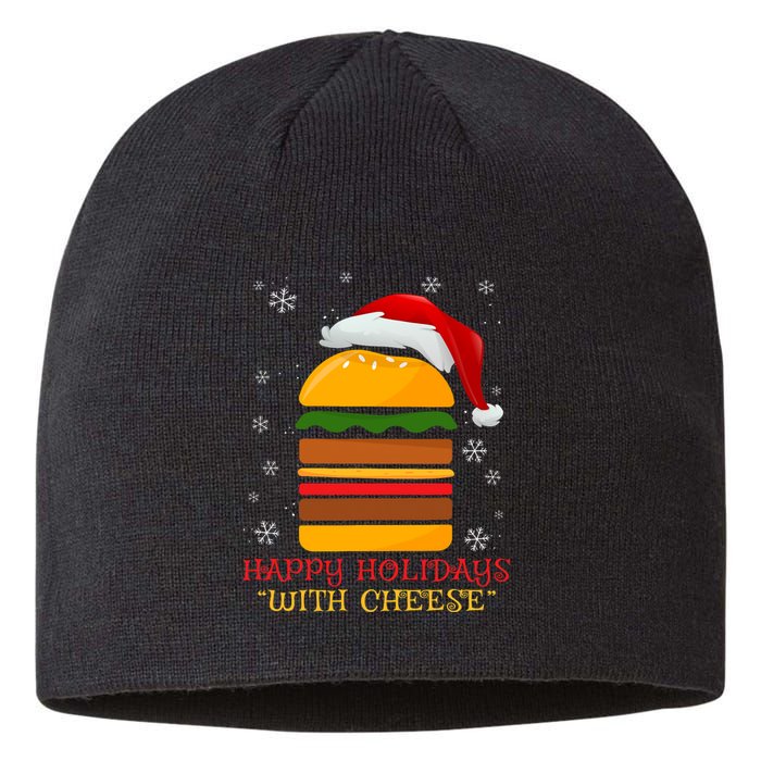 Happy Holidays With Cheese Cheeseburger Hamburger Christmas Xmas Sustainable Beanie