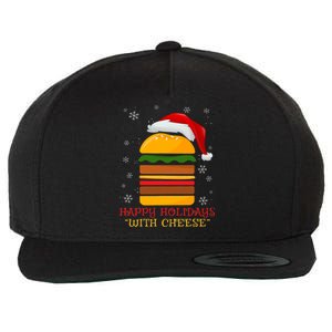 Happy Holidays With Cheese Cheeseburger Hamburger Christmas Xmas Wool Snapback Cap