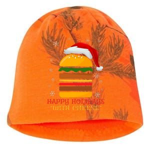 Happy Holidays With Cheese Cheeseburger Hamburger Christmas Xmas Kati - Camo Knit Beanie