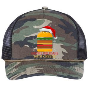 Happy Holidays With Cheese Cheeseburger Hamburger Christmas Xmas Retro Rope Trucker Hat Cap