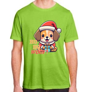 Ho Ho Woof! Cute Dog With Santa Hat And Gift Adult ChromaSoft Performance T-Shirt