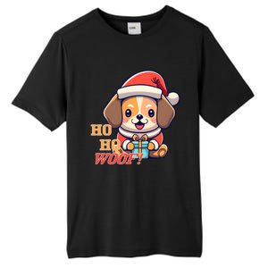 Ho Ho Woof! Cute Dog With Santa Hat And Gift Tall Fusion ChromaSoft Performance T-Shirt