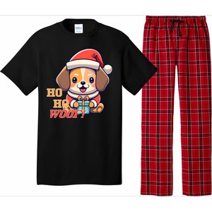 Ho Ho Woof! Cute Dog With Santa Hat And Gift Pajama Set