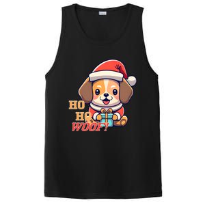 Ho Ho Woof! Cute Dog With Santa Hat And Gift PosiCharge Competitor Tank