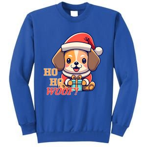 Ho Ho Woof! Cute Dog With Santa Hat And Gift Sweatshirt