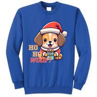 Ho Ho Woof! Cute Dog With Santa Hat And Gift Sweatshirt