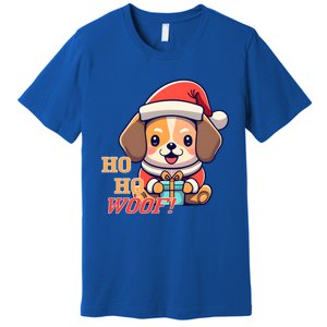 Ho Ho Woof! Cute Dog With Santa Hat And Gift Premium T-Shirt