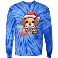 Ho Ho Woof! Cute Dog With Santa Hat And Gift Tie-Dye Long Sleeve Shirt