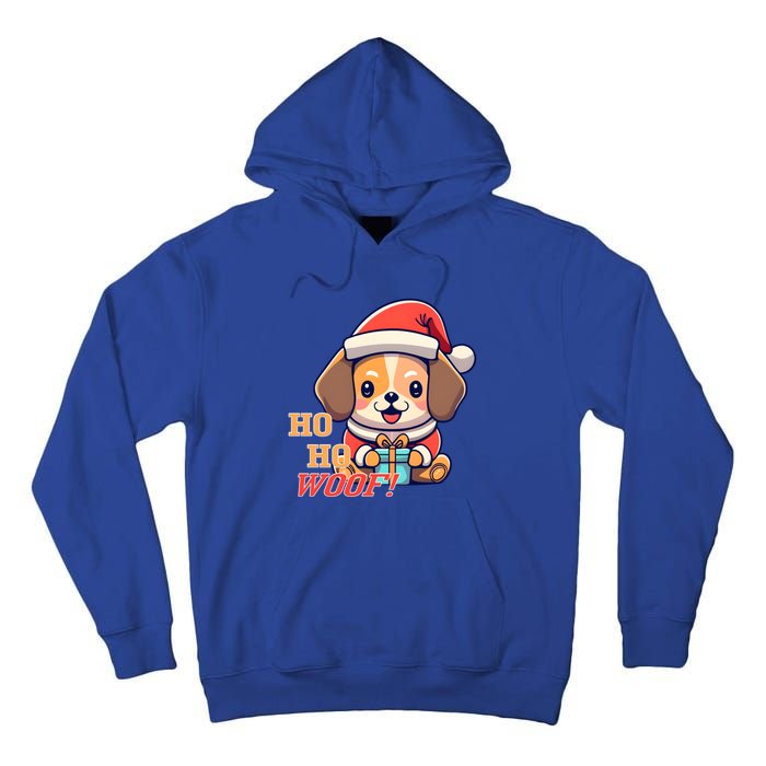 Ho Ho Woof! Cute Dog With Santa Hat And Gift Tall Hoodie