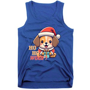 Ho Ho Woof! Cute Dog With Santa Hat And Gift Tank Top