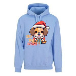 Ho Ho Woof! Cute Dog With Santa Hat And Gift Unisex Surf Hoodie