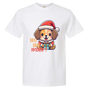 Ho Ho Woof! Cute Dog With Santa Hat And Gift Garment-Dyed Heavyweight T-Shirt