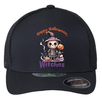 Happy Halloween Witches Cute Skeleton Design Gift Flexfit Unipanel Trucker Cap