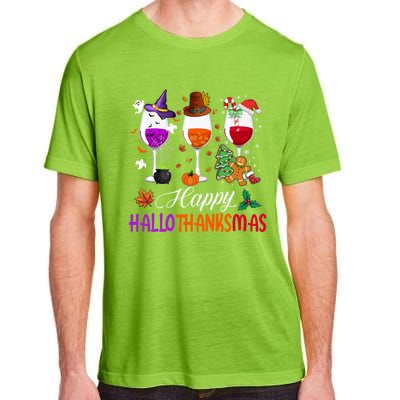 Happy Hallothanksmas Wine Glasses Halloween Thanksgiving Cool Gift Adult ChromaSoft Performance T-Shirt