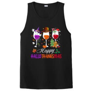 Happy Hallothanksmas Wine Glasses Halloween Thanksgiving Cool Gift PosiCharge Competitor Tank