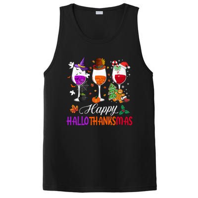 Happy Hallothanksmas Wine Glasses Halloween Thanksgiving Cool Gift PosiCharge Competitor Tank