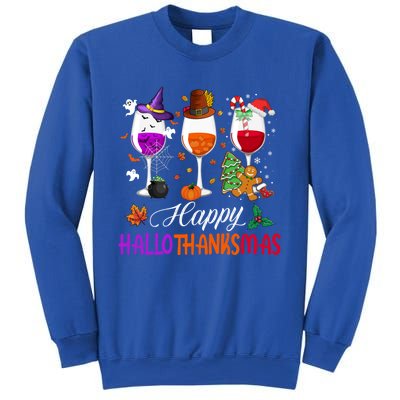 Happy Hallothanksmas Wine Glasses Halloween Thanksgiving Cool Gift Sweatshirt